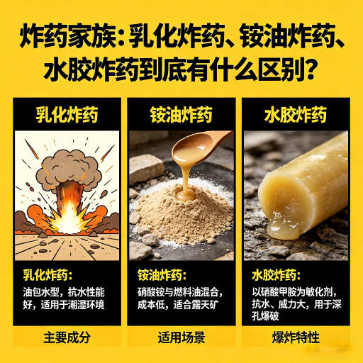 阜龙乡炸药家族：乳化炸药、铵油炸药、水胶炸药到底有什么区别？